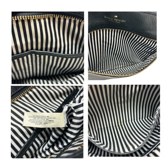 Kate Spade Black Purse Leather Crossbody Jackson Street Melisse Chain Striped - Picture 15 of 16